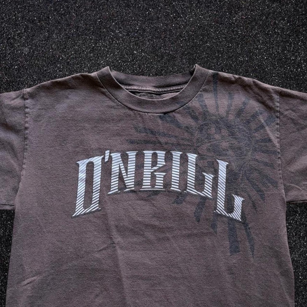 O'Neill Graphic T-Shirt Faded Brown Sunburst Logo Tee Size Small - Picture 2 of 6